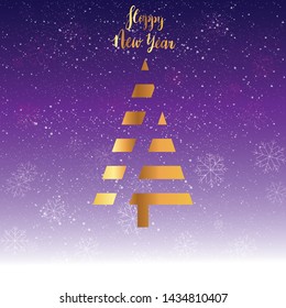 Happy New Year. Vector card design with custom calligraphy.