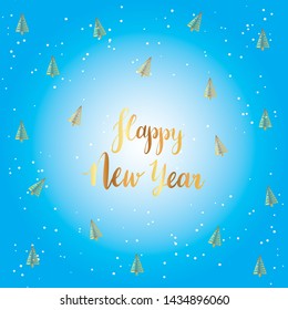 Happy New Year. Vector card design with custom calligraphy.