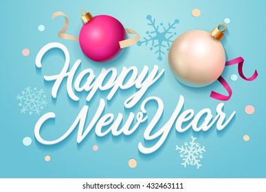 Happy New Year Vector Card. Greeting card template. Vector illustration. Merry Christmas card