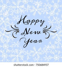 Happy new year vector card with snowflakes. Winter background. Design element for decor, web, prints, digital, wrapping paper. EPS10.