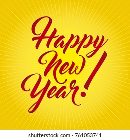 Happy New Year vector card with red sign 