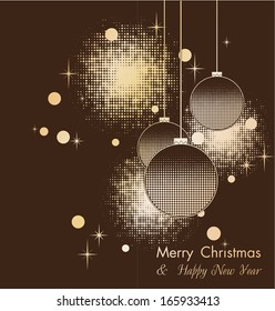 Happy New Year vector celebration background - monochrome christmas card