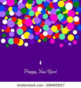 Happy new year vector, confetti vector, linkedin banner vector, digital card vector, facebook cover, instagram logo, virtual greetings, zoom background, purple, red, green, space for text