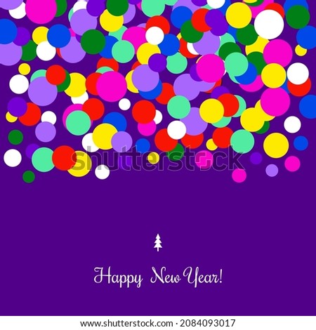 Happy new year vector, confetti vector, linkedin banner vector, digital card vector, facebook cover, instagram logo, virtual greetings, zoom background, purple, red, green, space for text