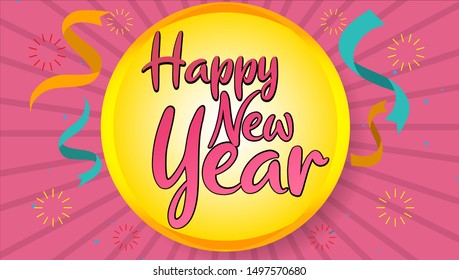 Happy New Year Vector Design. New Year Banner Vector Template. 2020. 