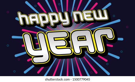 Happy New Year Vector Design.  New Year Banner Vector Template. Luxurious Text Effects.  