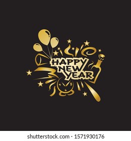 Happy New Year vector design and text 