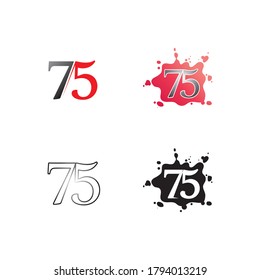 Happy New Year vector design and text number 75