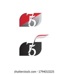 Happy New Year vector design and text number 75 independence