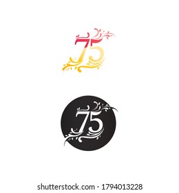 Frohes Neujahr, Vektordesign und Textnummer 75