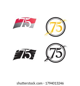 Happy New Year vector design and text number 75 independence