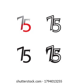 Frohes Neujahr, Vektordesign und Textnummer 75