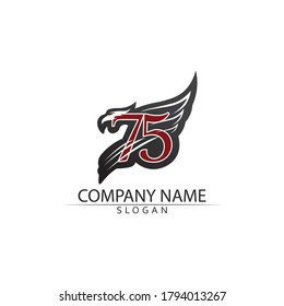 Happy New Year vector design and text number 75