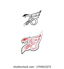 Happy New Year vector design and text number 75