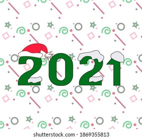 Happy New Year. Vector design 2021 for new year greeting card, banner, cover, page, presentation or website. EPS 10