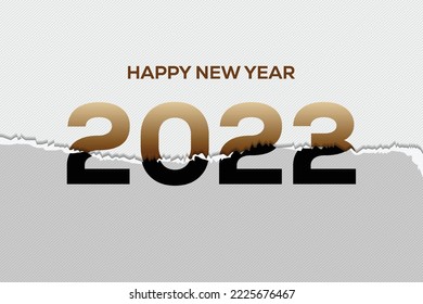 diseño feliz de vectores de año nuevo con efecto de papel desgarrado cambió de 2022 a 2023