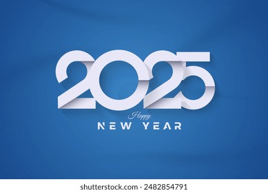 Happy new year vector design. Illustrated with white numbers on a beautiful blue background. Premium vector design for 2024 celebration, banner, calendar poster, social media post.