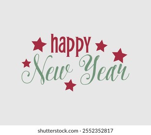 Happy New Year Vector Design, Happy New Year Design, Handmade calligraphy vector illustration, Illustration for prints on t-shirt and bags, posters