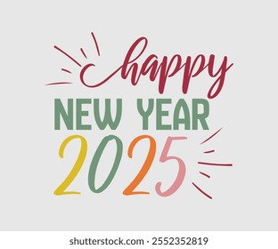 Happy New Year Vector Design, Happy New Year Design, Handmade calligraphy vector illustration, Illustration for prints on t-shirt and bags, posters