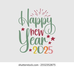 Happy New Year Vector Design, Happy New Year Design, Handmade calligraphy vector illustration, Illustration for prints on t-shirt and bags, posters