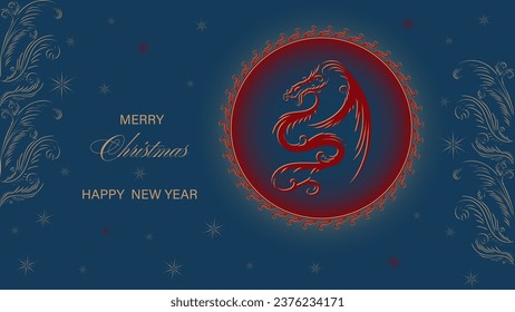 happy new year vector dragon blue vinous