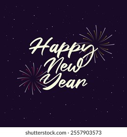 Happy new year vector with fireworks.