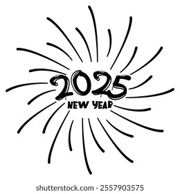 Happy new year vector with fireworks. Happy new year 2025.