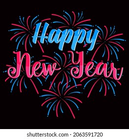 Happy New Year. New year vector graphic prints set, greeting cards, invitations. Good for t-shirt, mug, scrap booking, gift, printing press holiday Vector Illustration.