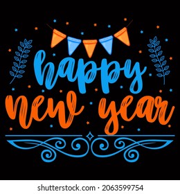 Feliz Año Nuevo. Montaje de imágenes vectoriales de año nuevo, tarjetas de felicitación, invitaciones. Ideal para camisetas, tazas, reserva de chatarra, regalo, impresión de vacaciones Vector Illustración.