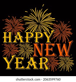 Feliz Año Nuevo. Montaje de imágenes vectoriales de año nuevo, tarjetas de felicitación, invitaciones. Ideal para camisetas, tazas, reserva de chatarra, regalo, impresión de vacaciones Vector Illustración.