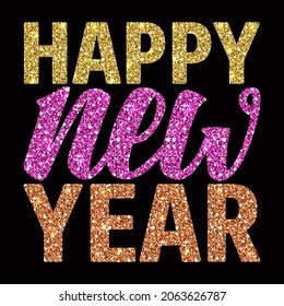 Happy New Year. New year vector graphic prints set, greeting cards, invitations. Good for t-shirt, mug, scrap booking, gift, printing press holiday Vector Illustration.