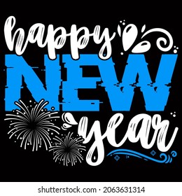 Happy New Year. New year vector graphic prints set, greeting cards, invitations. Good for t-shirt, mug, scrap booking, gift, printing press holiday Vector Illustration.