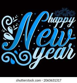 Happy New Year. New year vector graphic prints set, greeting cards, invitations. Good for t-shirt, mug, scrap booking, gift, printing press holiday Vector Illustration.