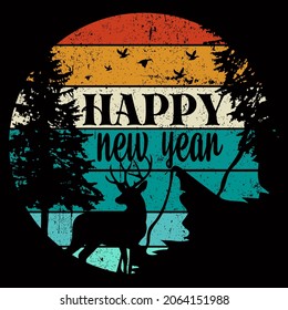 Happy New Year. New year vector graphic prints set, greeting cards, invitations. Good for t-shirt, mug, scrap booking, gift, printing press holiday Vector Illustration.