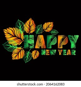 Feliz Año Nuevo. Montaje de imágenes vectoriales de año nuevo, tarjetas de felicitación, invitaciones. Ideal para camisetas, tazas, reserva de chatarra, regalo, impresión de vacaciones Vector Illustración.
