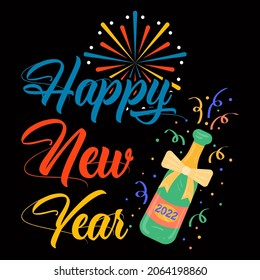 Feliz Año Nuevo. Montaje de imágenes vectoriales de año nuevo, tarjetas de felicitación, invitaciones. Ideal para camisetas, tazas, reserva de chatarra, regalo, impresión de vacaciones Vector Illustración.