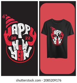 Frohes neues Jahr. Vektorgrafik-Drucksatz für das neue Jahr, Grußkarten, Einladungen. Gut für T-Shirt, Maultier, Schrottbuchung, Geschenk, Druckpresse Urlaub Vector Illustration.