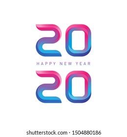 Happy New Year - vector greeting card with gradients. New Year design template with inscription 2020 on white background. 20 20.
