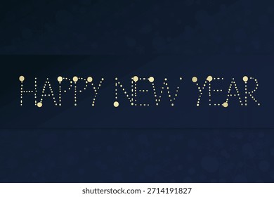 Feliz ano novo vetor cartão de saudação. Estrelas e fundo floco de neve. Ilustração azul e ouro para celebração, congratulação, decoração, férias de inverno, web design