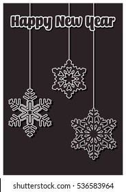 Happy New Year Vector Greeting Card with Snowflakes