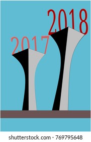 Happy New Year Vector Greeting growth progress ahead expression 3D illustration