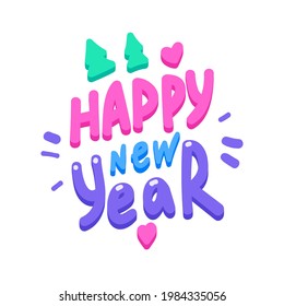 Alles Gute zum Neujahr, handgeschriebene Schriftsammlung mit Vektorgrafik. Winterurlaubsaufkleber-Sätze. Weihnachtsgeschenk