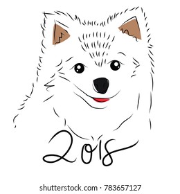 Happy New Year Vector hand-drawn images dog.