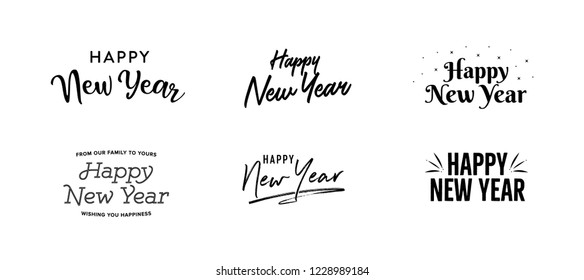 Happy New Year Vector Holiday Text Isolated Illustration
