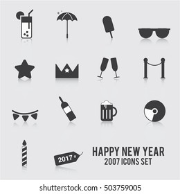 Happy new year vector icon set