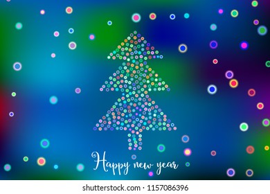 Happy New Year vector illustration with abstract new year bokeh tree.