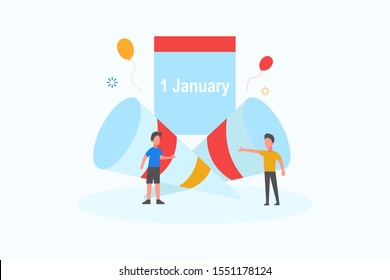 Happy New Year vector illustration concept for web landing page template, banner, flyer and presentation