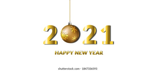 Happy New Year. Vector illustration. Holiday luxury golden design on white background. 