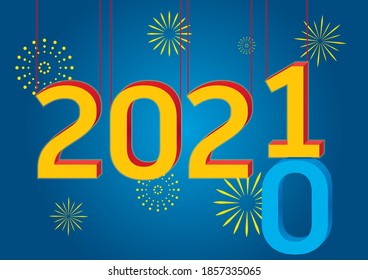  Happy New Year. Vector illustration. Begining of 2021. End of 2020. Сhristmas fireworks
	
 
