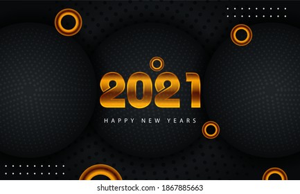 Happy New Year vector illustration of golden numbers 2021 and sparkling glitters pattern.